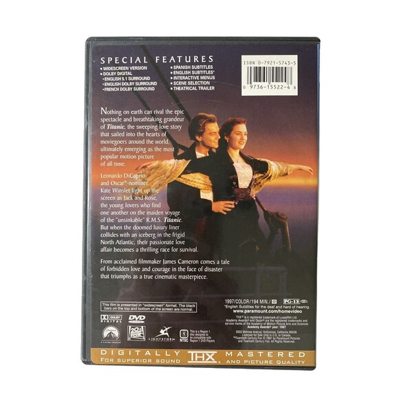 Titanic DVD 1999 Sensormatic Widescreen - Picture 2 of 5